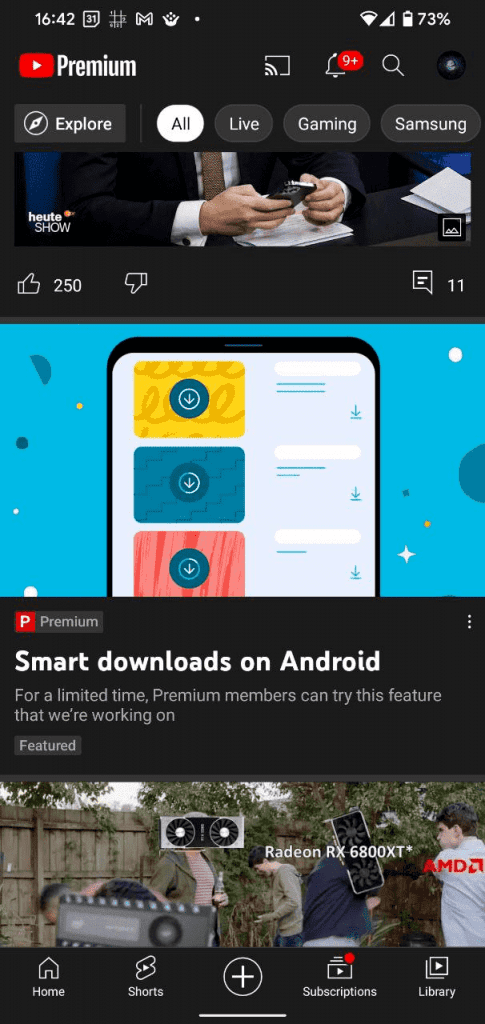 ميزة Smart downloads الخاصة باليوتيوب