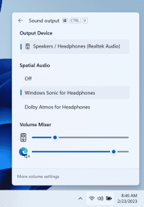 أداة الصوت المحيطي في نظام Windows11