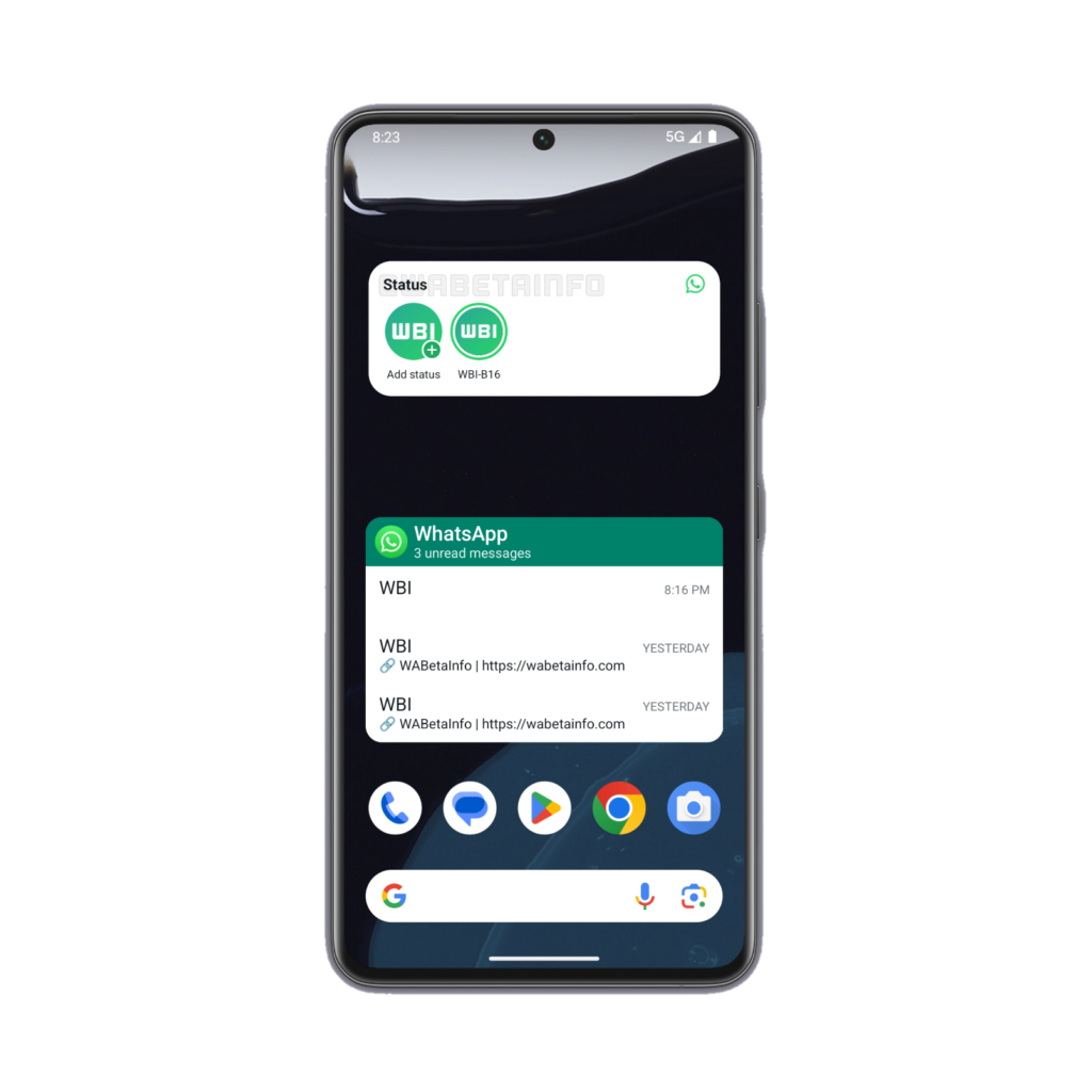 WhatsApp status widget